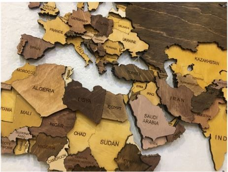 WOOD WORLD MAP (COLORED)
